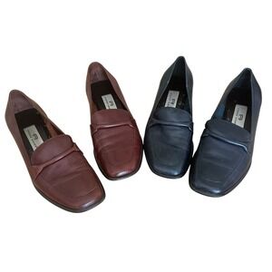 Vtg Etienne Aigner Women's Loafers 6M Leather Burgundy & Navy Flats Shoes 2 Pair